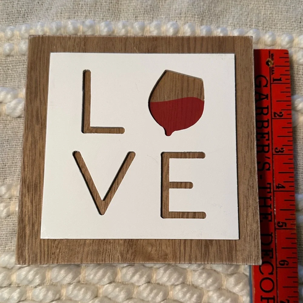 💥 $5 if bundled - LOVE Wine shelf sitter Wall Art please see measurements NWT - Picture 3 of 6